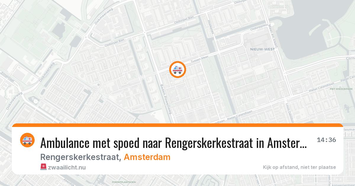 Ambulance met spoed naar Rengerskerkestraat in Amsterdam — 19 jul 2026
