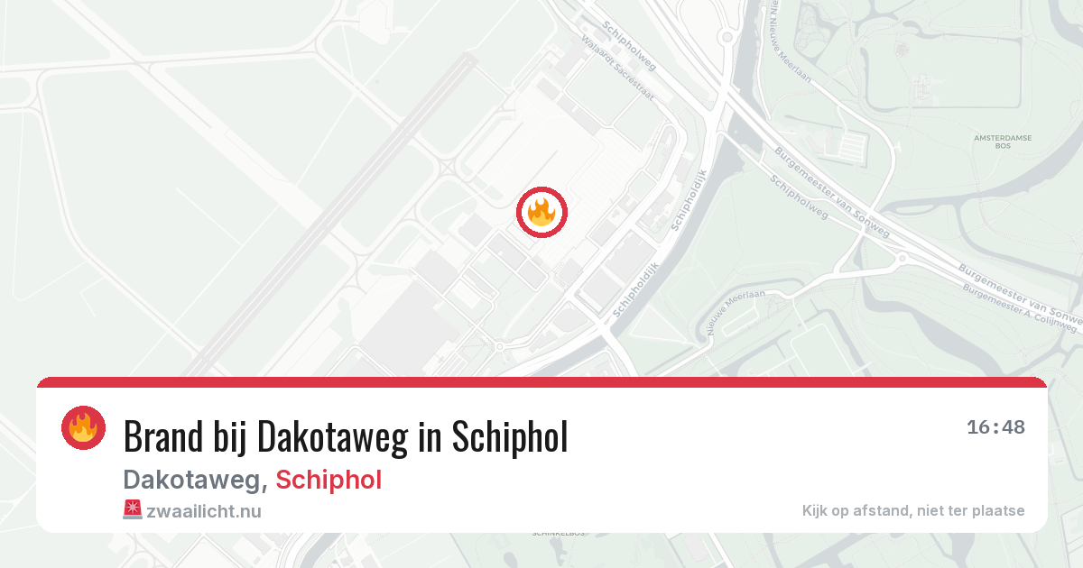 Brand bij Dakotaweg in Schiphol — 13 mei 2026