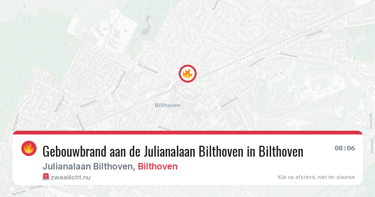 Gebouwbrand aan de Julianalaan Bilthoven in Bilthoven — 6 jun 2026