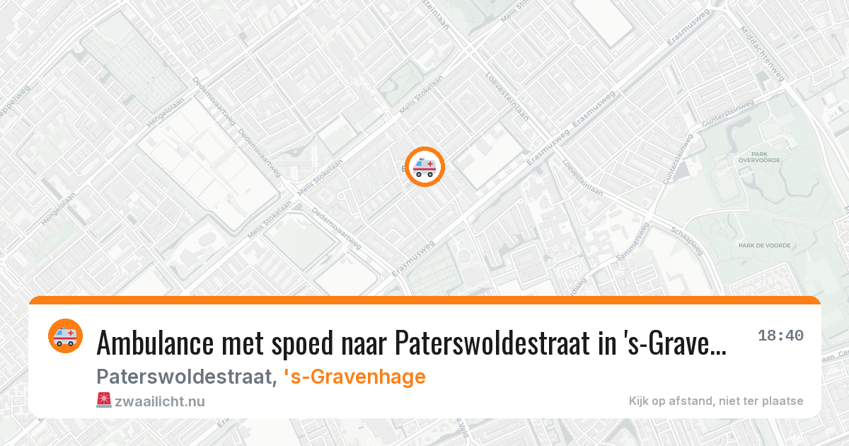 Ambulance met spoed naar Paterswoldestraat in 's-Gravenhage — 1 jun 2026