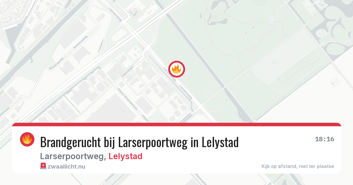 Brandgerucht bij Larserpoortweg in Lelystad — 16 jul 2026