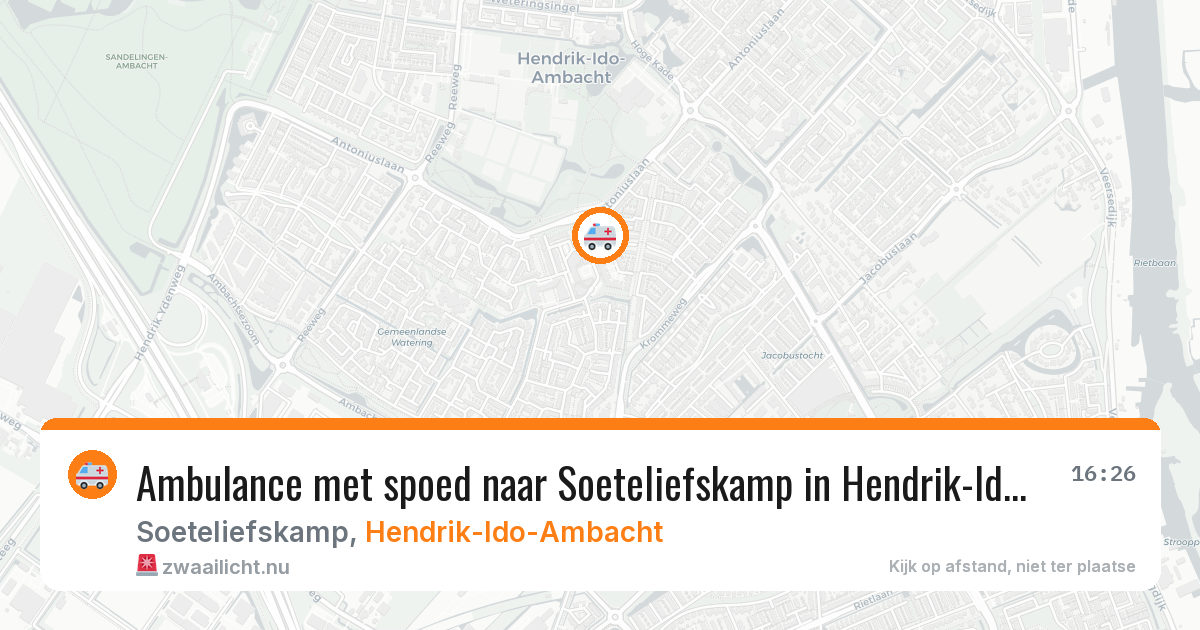 Ambulance met spoed naar Soeteliefskamp in Hendrik-Ido-Ambacht — 16 jan 2026