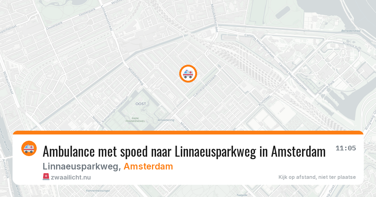 Ambulance met spoed naar Linnaeusparkweg in Amsterdam — 14 mei 2026