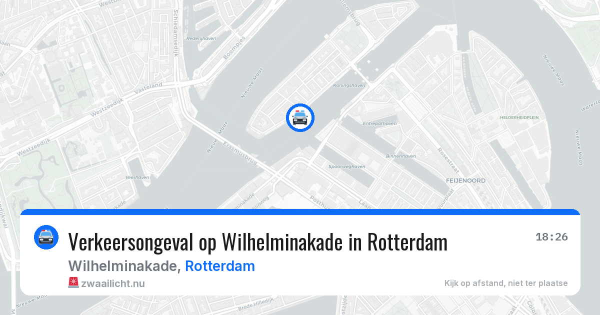 Verkeersongeval op Wilhelminakade in Rotterdam — 20 jul 2026
