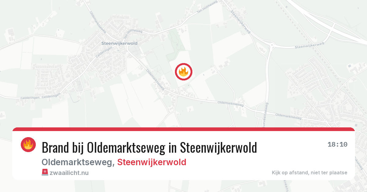 Brand bij Oldemarktseweg in Steenwijkerwold — 17 jul 2026