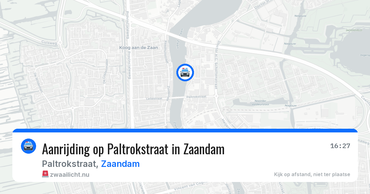 Aanrijding op Paltrokstraat in Zaandam — 16 mrt 2026