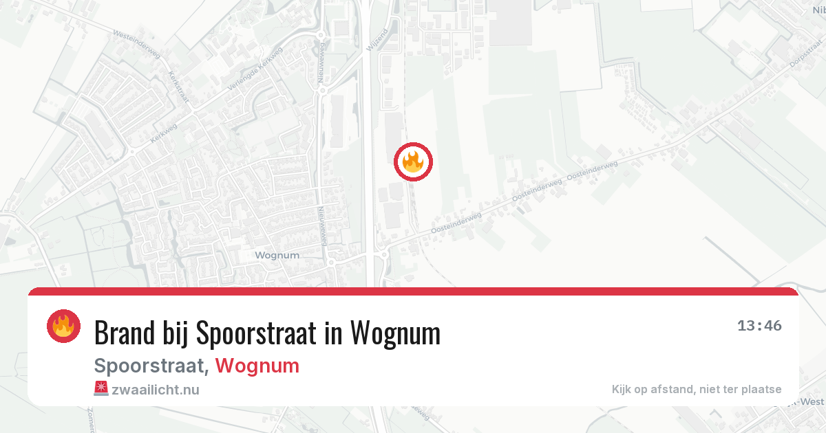 Brand bij Spoorstraat in Wognum — 12 jul 2026