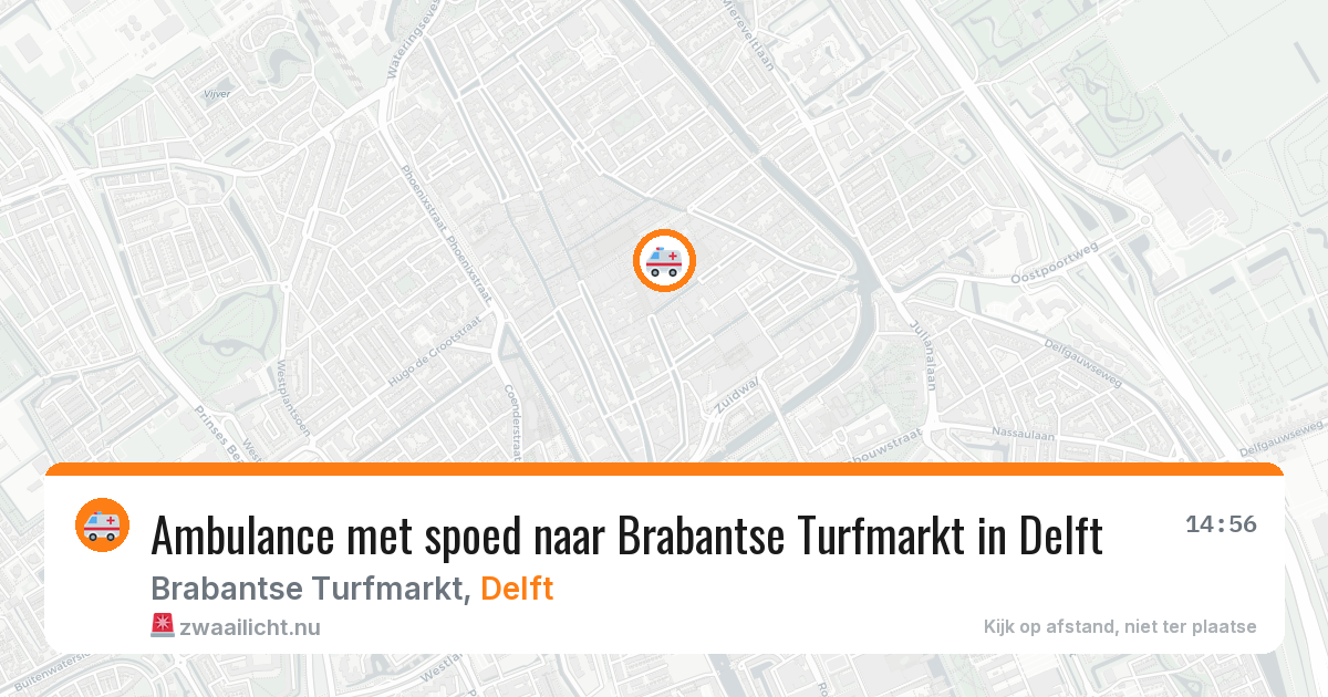 Ambulance met spoed naar Brabantse Turfmarkt in Delft — 14 mrt 2026