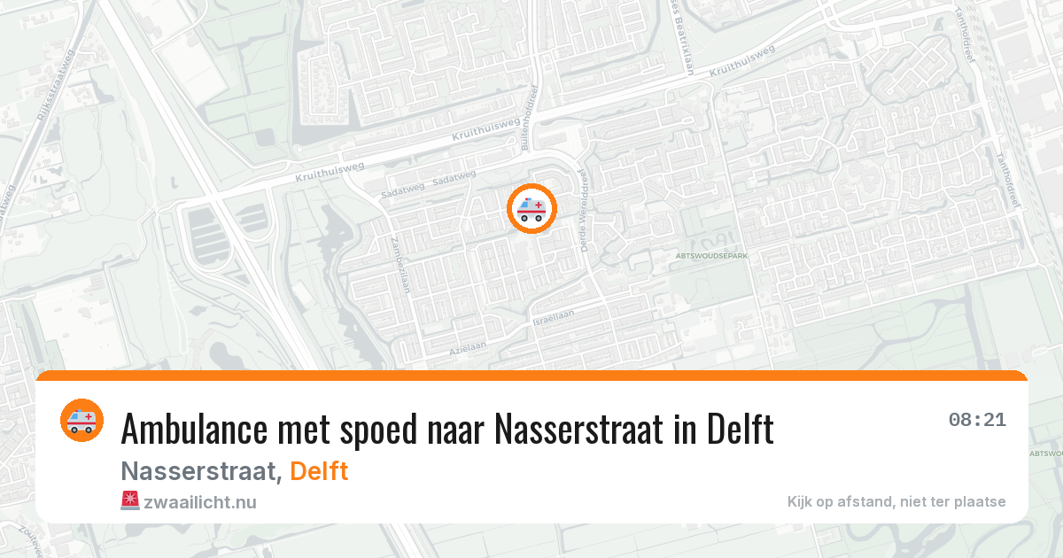 Ambulance met spoed naar Nasserstraat in Delft — 22 mei 2026
