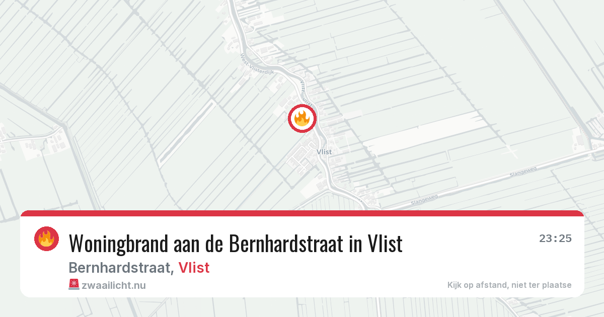 Woningbrand aan de Bernhardstraat in Vlist — 19 feb 2026