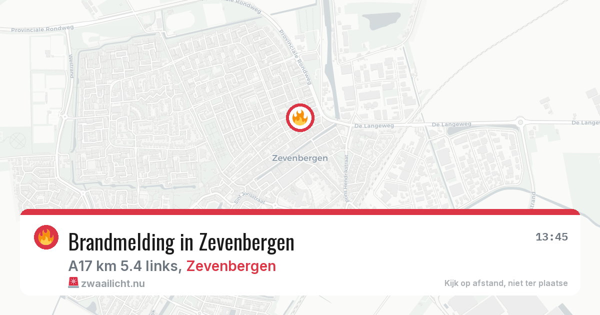 Brandmelding in Zevenbergen — 9 jul 2026