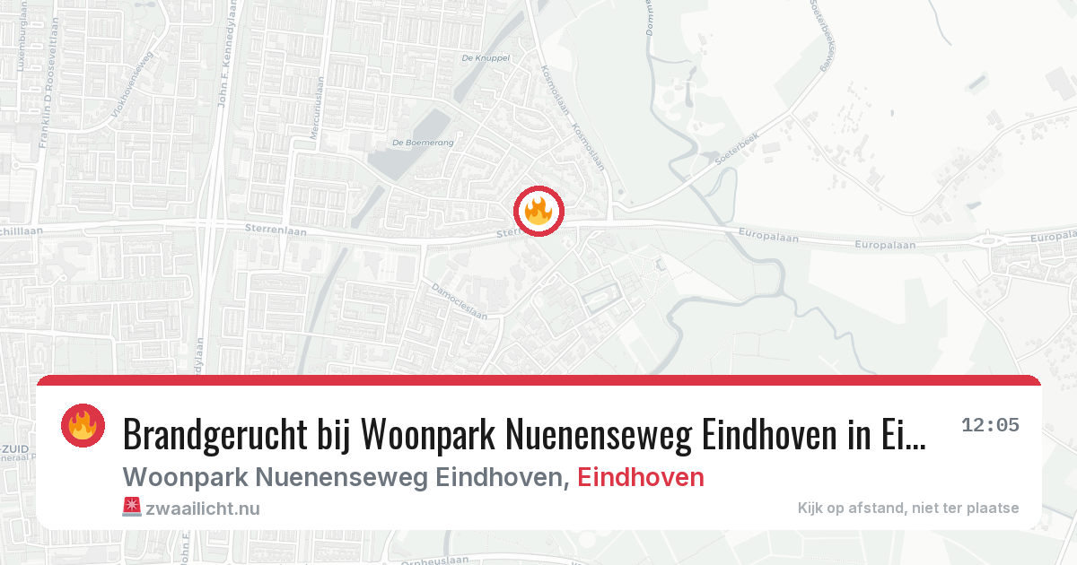 Brandgerucht bij Woonpark Nuenenseweg Eindhoven in Eindhoven — 9 jul 2026