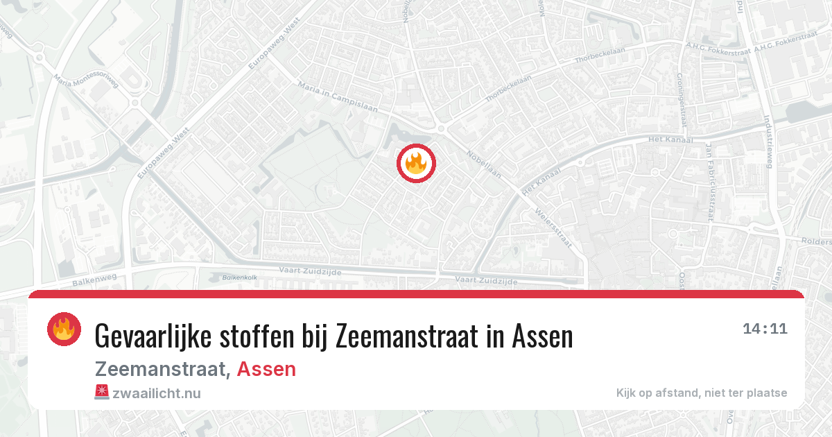 Gevaarlijke stoffen bij Zeemanstraat in Assen — 12 mei 2026