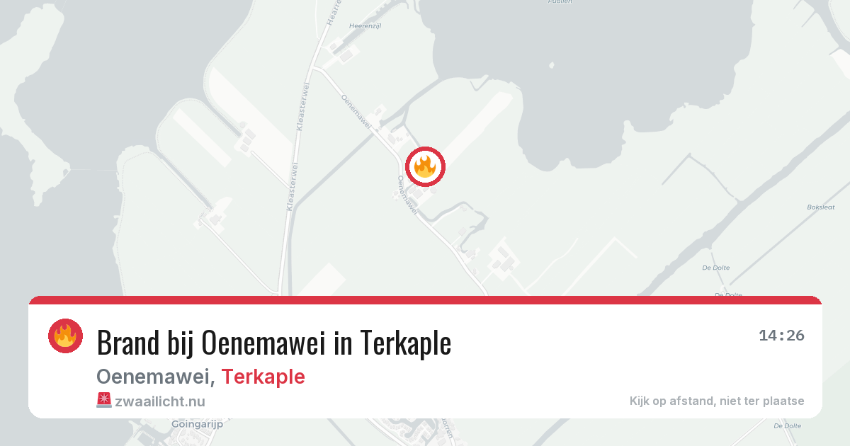 Brand bij Oenemawei in Terkaple — 28 apr 2026