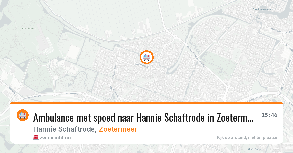 Ambulance met spoed naar Hannie Schaftrode in Zoetermeer — 26 apr 2026