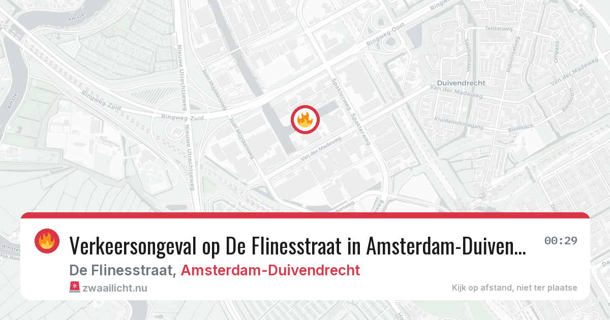 Verkeersongeval op De Flinesstraat in Amsterdam-Duivendrecht — 16 jul 2026