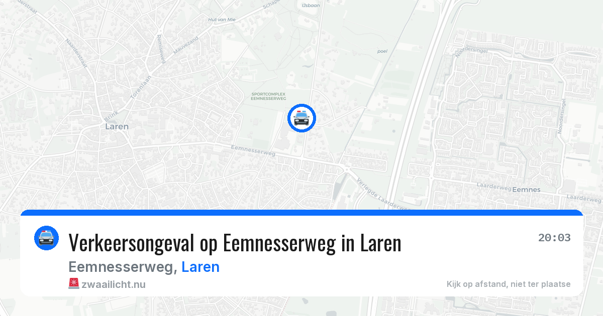 Verkeersongeval op Eemnesserweg in Laren — 1 jul 2026