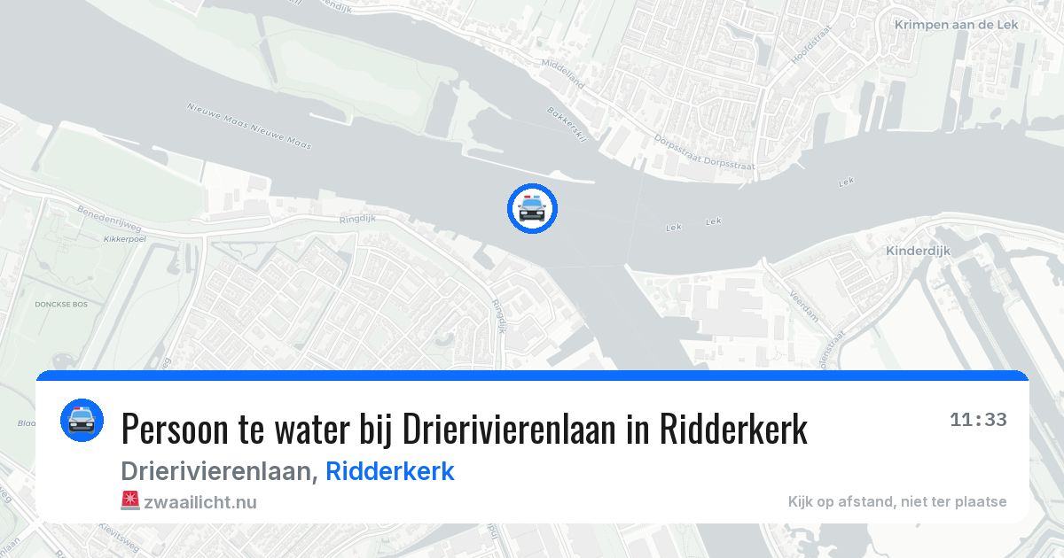 Persoon te water bij Drierivierenlaan in Ridderkerk — 17 jul 2026