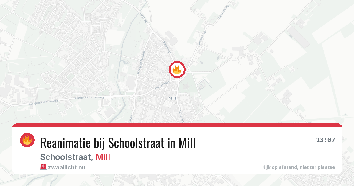Reanimatie bij Schoolstraat in Mill — 19 mrt 2026