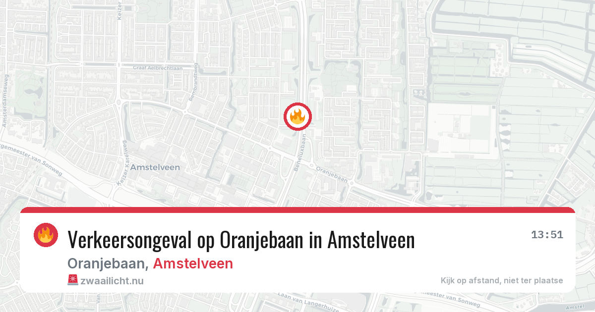 Verkeersongeval op Oranjebaan in Amstelveen — 16 jul 2026