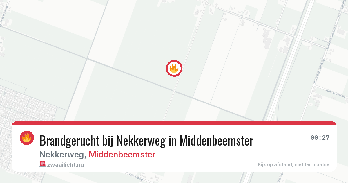 Brandgerucht bij Nekkerweg in Middenbeemster — 18 jul 2026