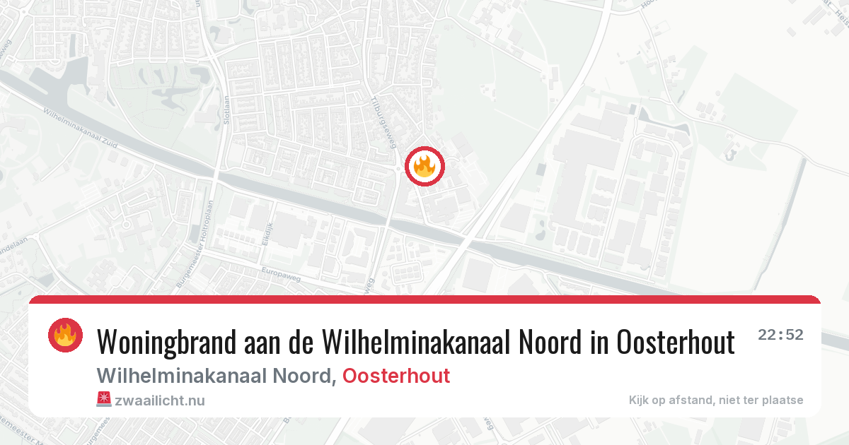 Woningbrand aan de Wilhelminakanaal Noord in Oosterhout — 14 jul 2026