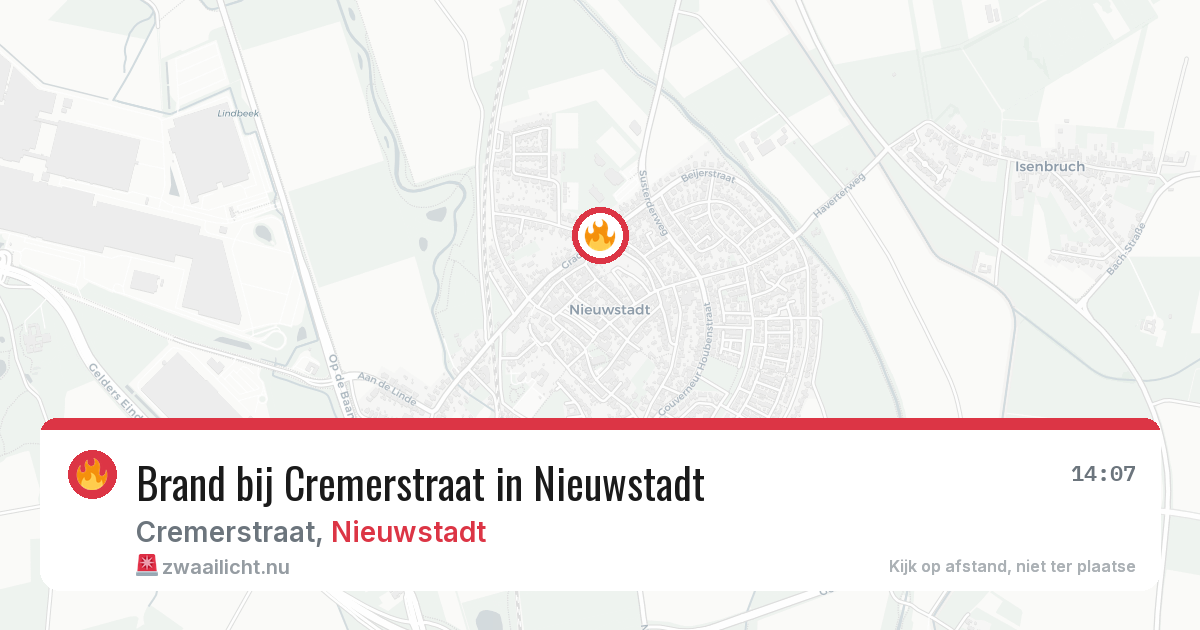 Brand bij Cremerstraat in Nieuwstadt — 27 mei 2026