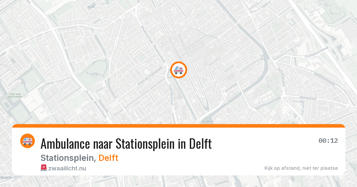 Ambulance naar Stationsplein in Delft — 16 jul 2026
