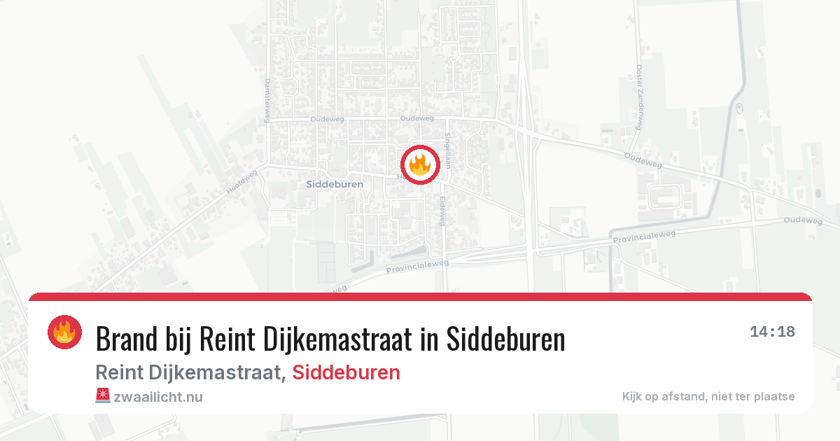 Brand bij Reint Dijkemastraat in Siddeburen — 23 mrt 2026