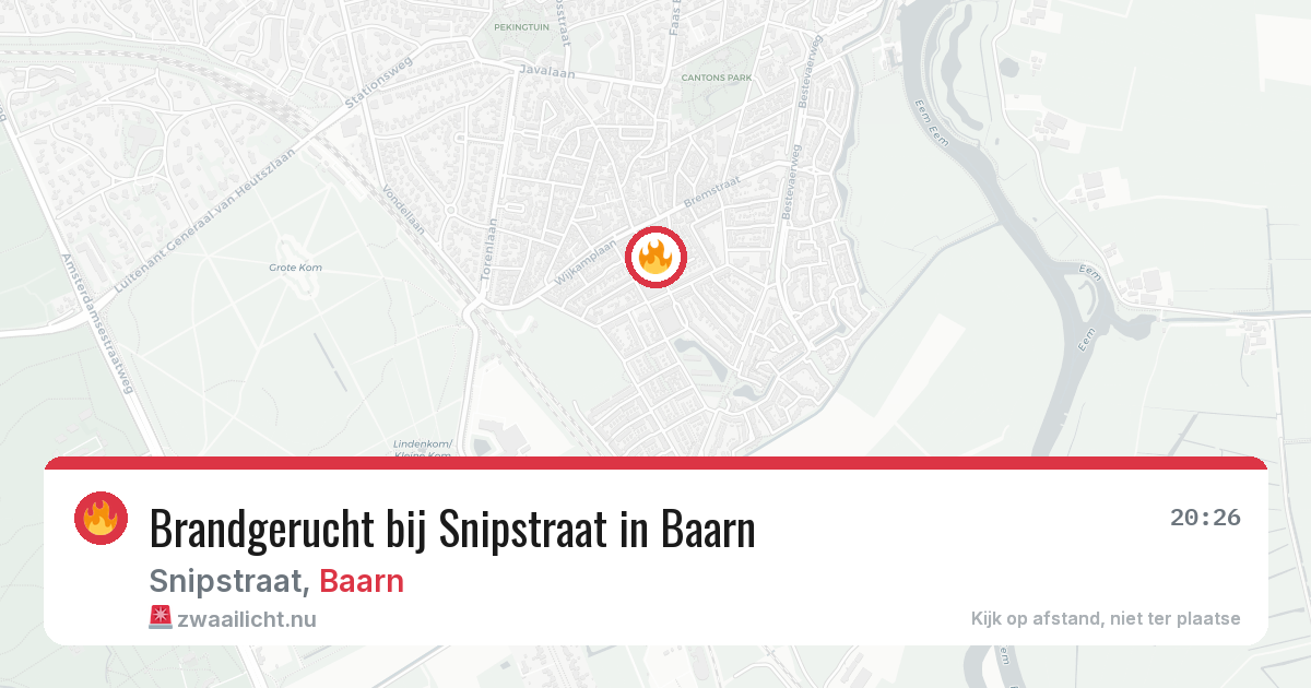Brandgerucht bij Snipstraat in Baarn — 9 jul 2026