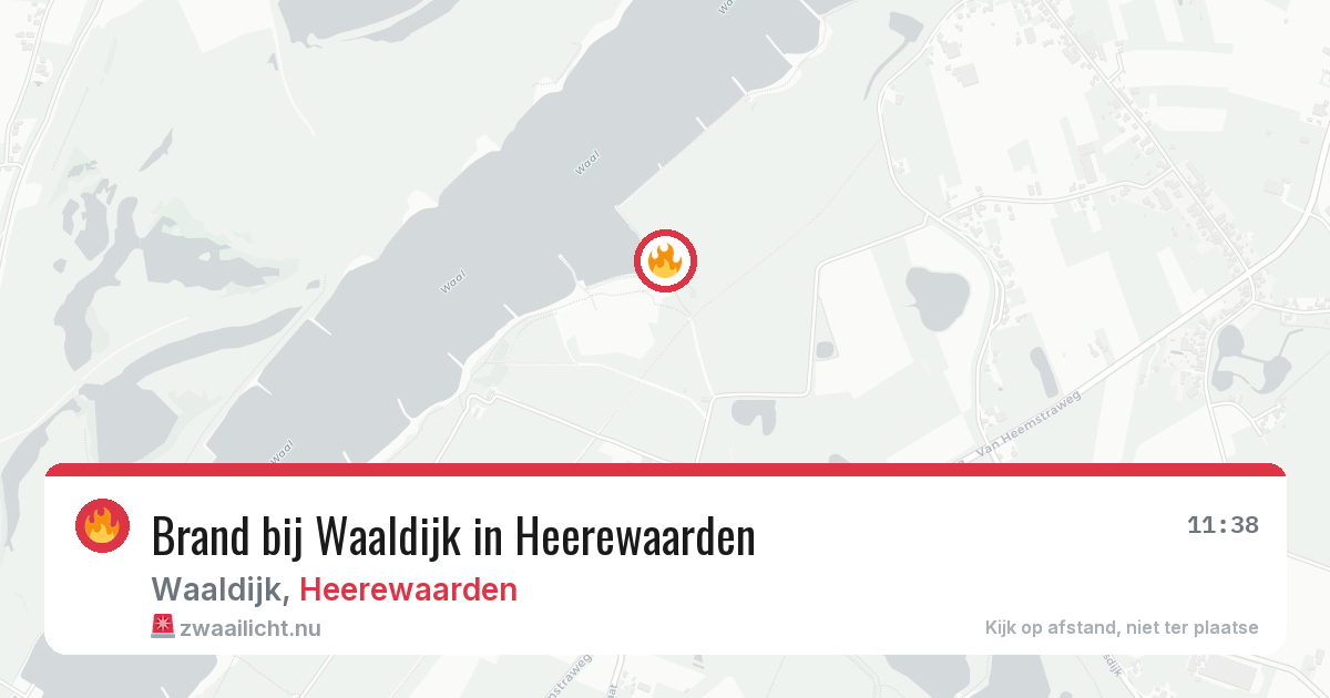 Brand bij Waaldijk in Heerewaarden — 9 apr 2026