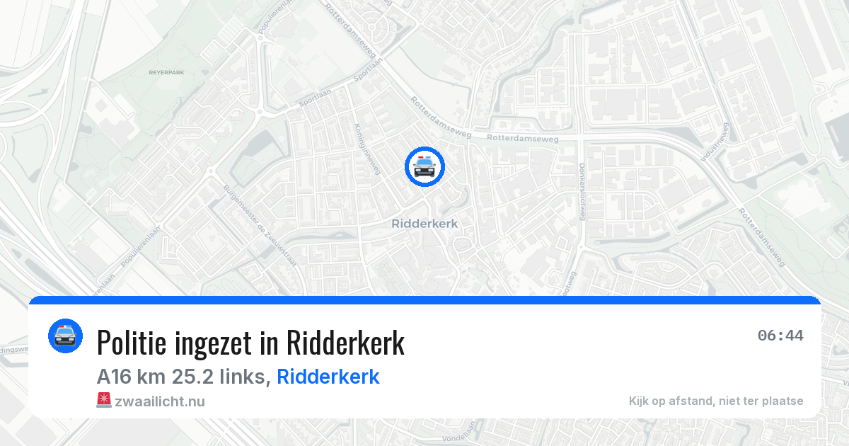 Politie ingezet in Ridderkerk — 17 jul 2026 | 🚨 Zwaailicht.nu