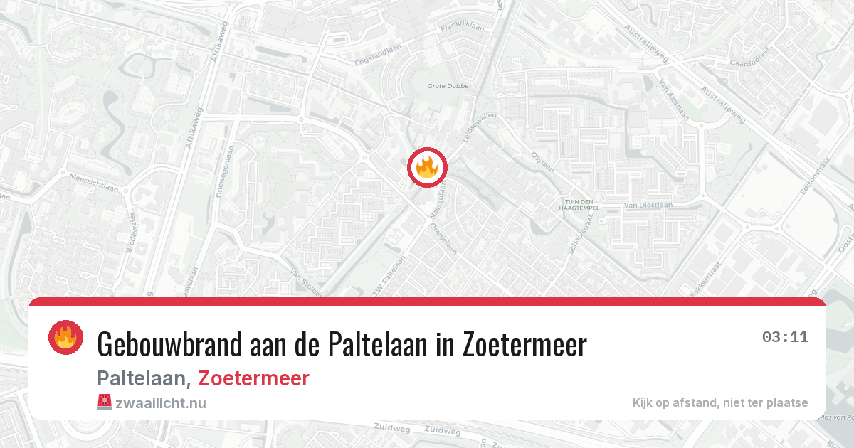 Gebouwbrand aan de Paltelaan in Zoetermeer — 22 mrt 2026