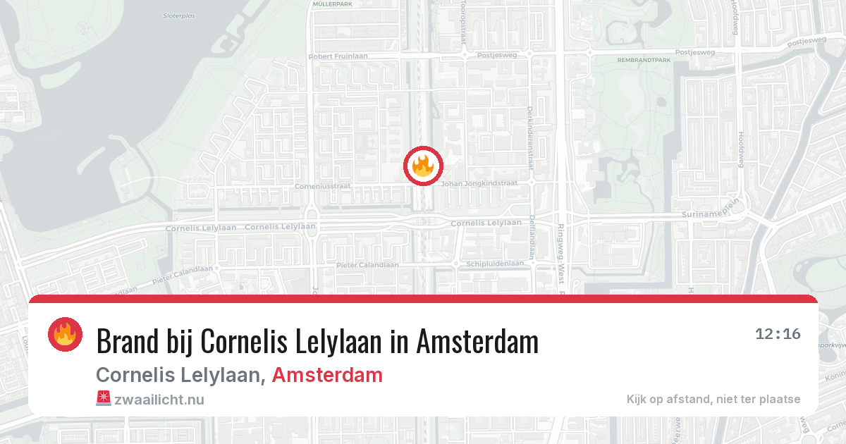 Brand bij Cornelis Lelylaan in Amsterdam — 20 mrt 2026