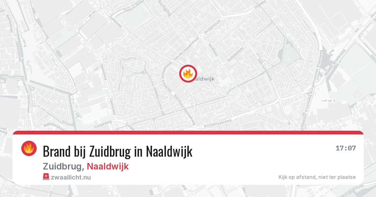 Brand bij Zuidbrug in Naaldwijk — 17 mei 2026