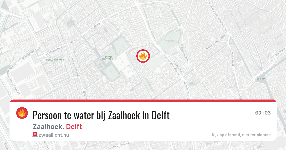 Persoon te water bij Zaaihoek in Delft — 7 jun 2026