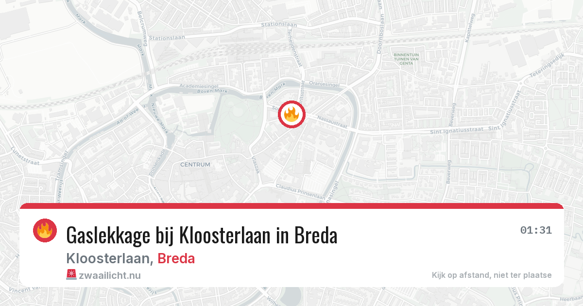 Gaslekkage bij Kloosterlaan in Breda — 22 apr 2026