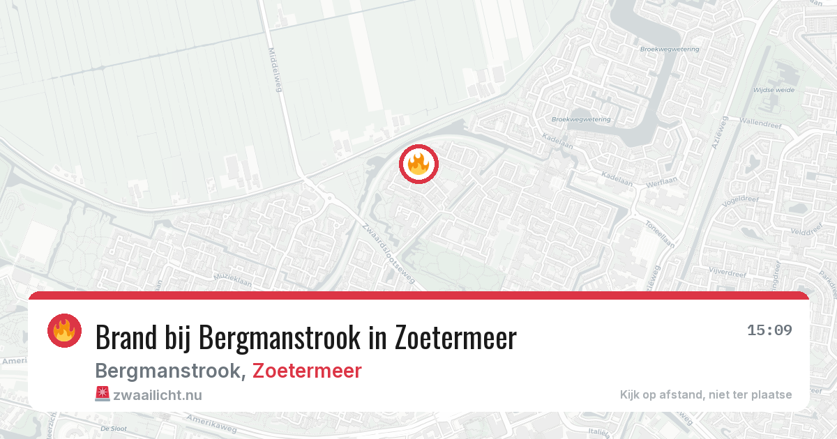Brand bij Bergmanstrook in Zoetermeer — 16 mrt 2026