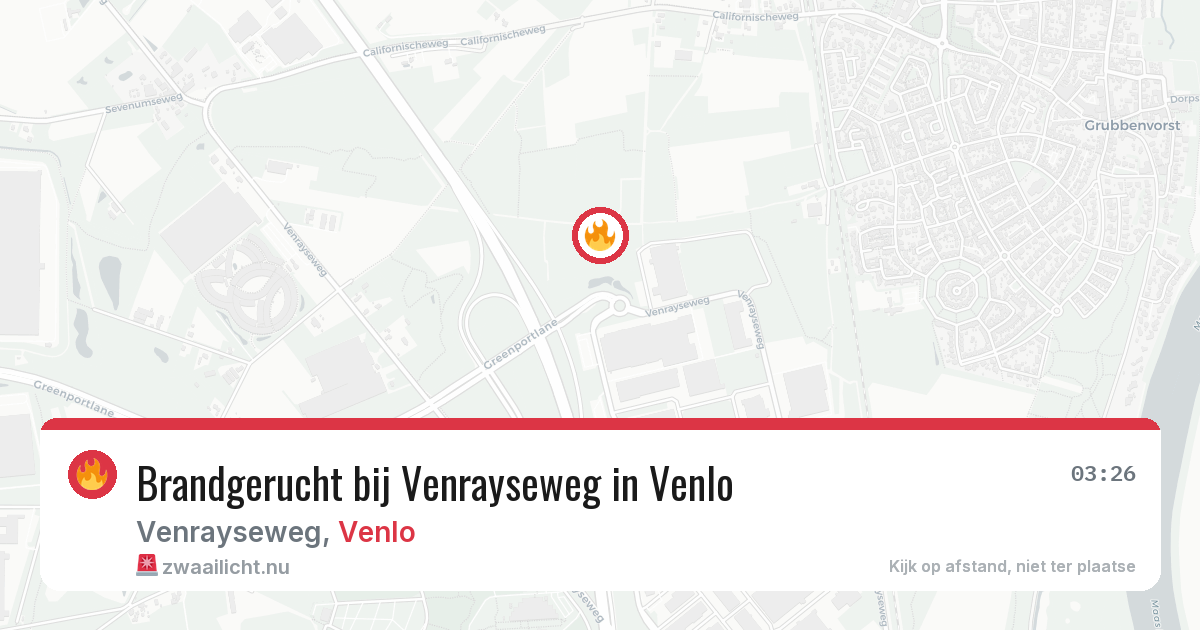 Brandgerucht bij Venrayseweg in Venlo — 14 jul 2026