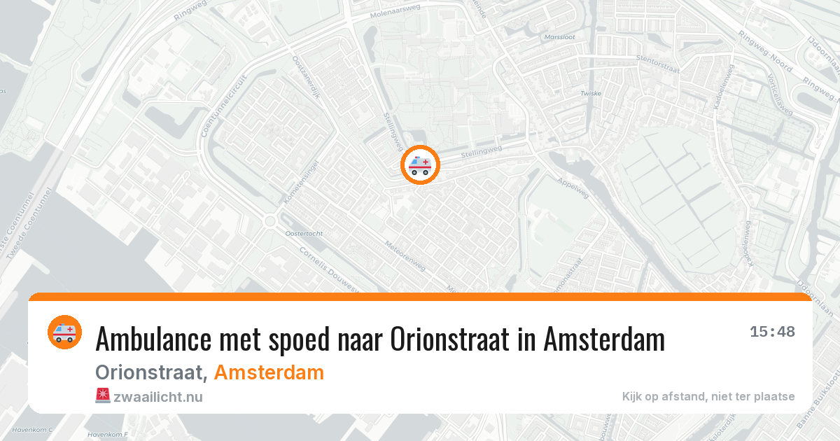 Ambulance met spoed naar Orionstraat in Amsterdam — 7 jul 2026