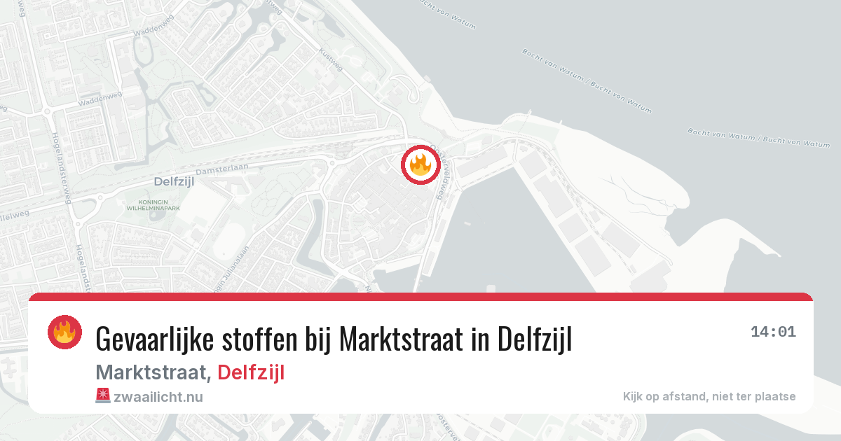 Gevaarlijke stoffen bij Marktstraat in Delfzijl — 16 jul 2026