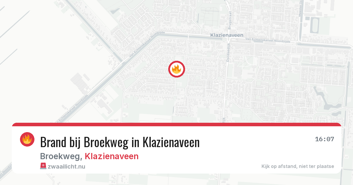 Brand bij Broekweg in Klazienaveen — 1 apr 2026