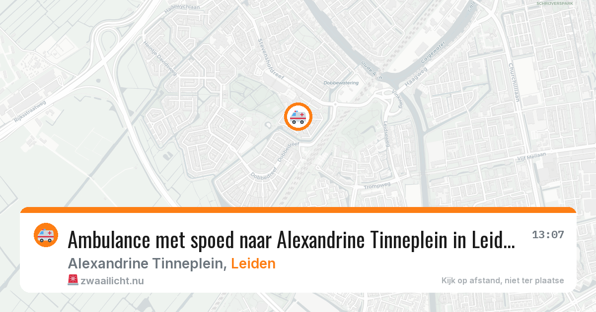 Ambulance met spoed naar Alexandrine Tinneplein in Leiden — 26 jul 2026