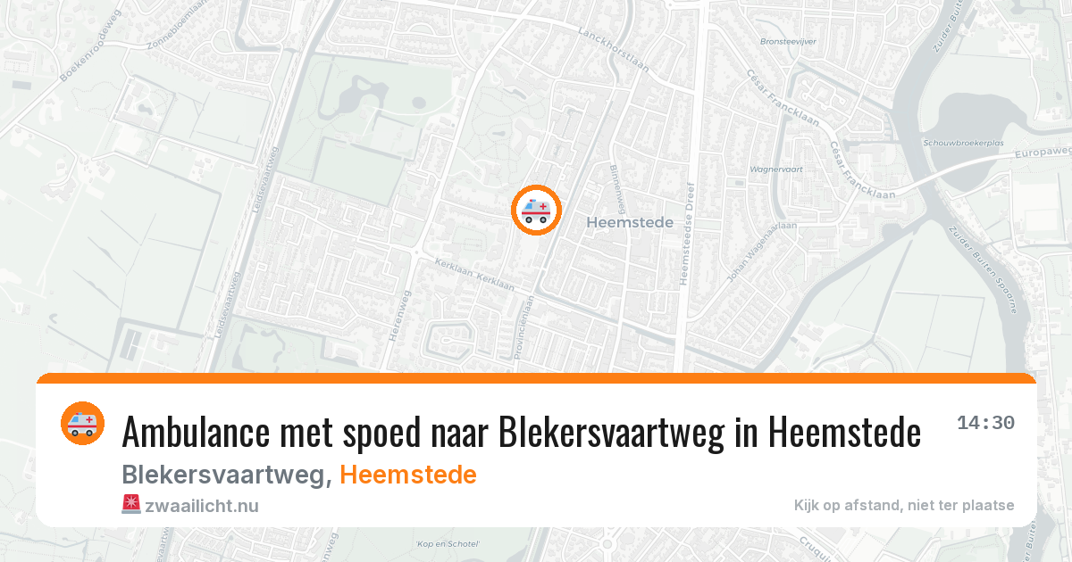 Ambulance met spoed naar Blekersvaartweg in Heemstede — 12 jul 2026