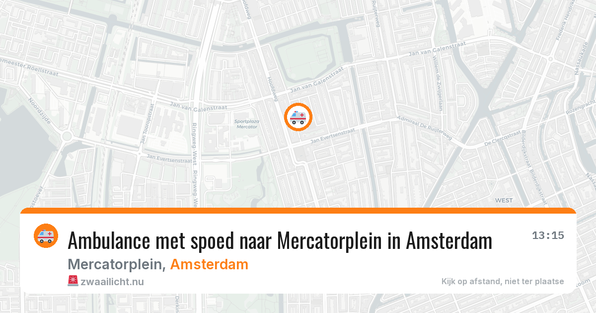 Ambulance met spoed naar Mercatorplein in Amsterdam — 19 mrt 2026