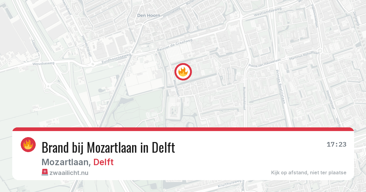 Brand bij Mozartlaan in Delft — 25 mei 2026