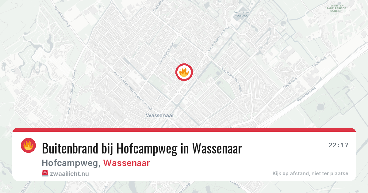 Buitenbrand bij Hofcampweg in Wassenaar — 14 mrt 2026