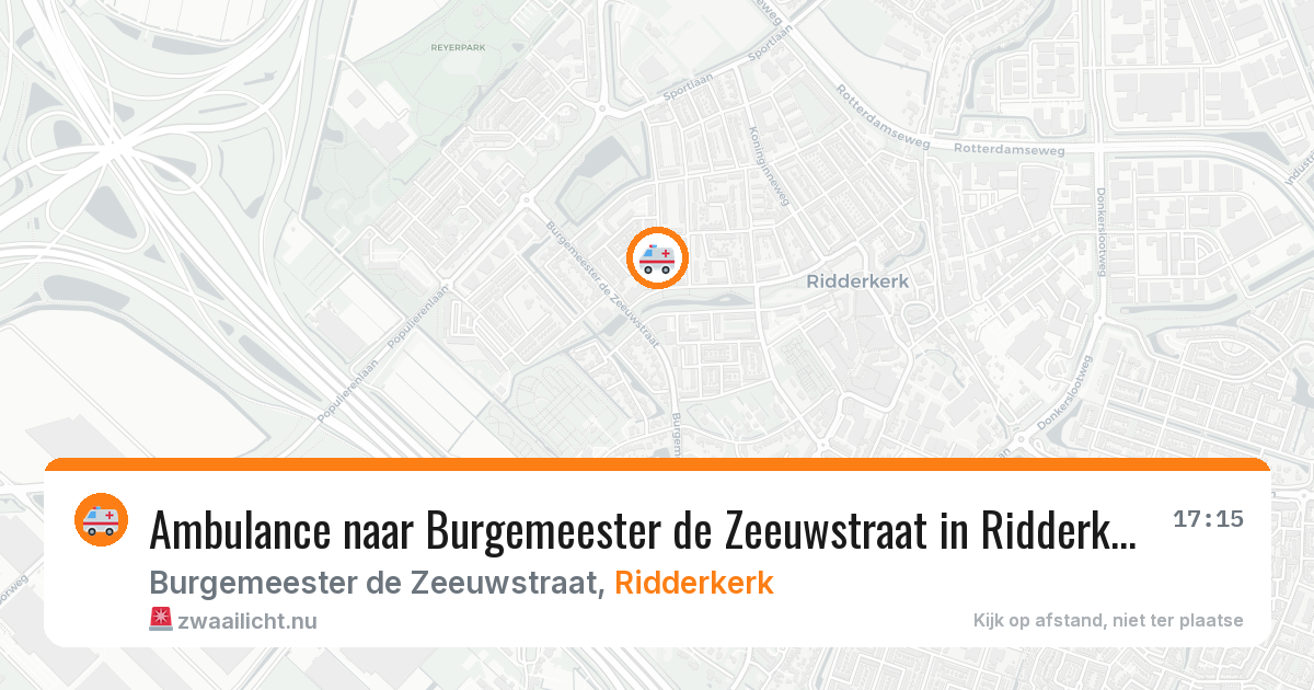 Ambulance naar Burgemeester de Zeeuwstraat in Ridderkerk — 22 mei 2026
