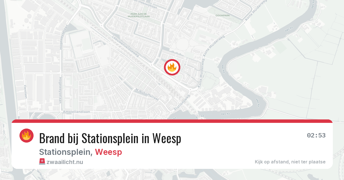 Brand bij Stationsplein in Weesp — 12 jul 2026