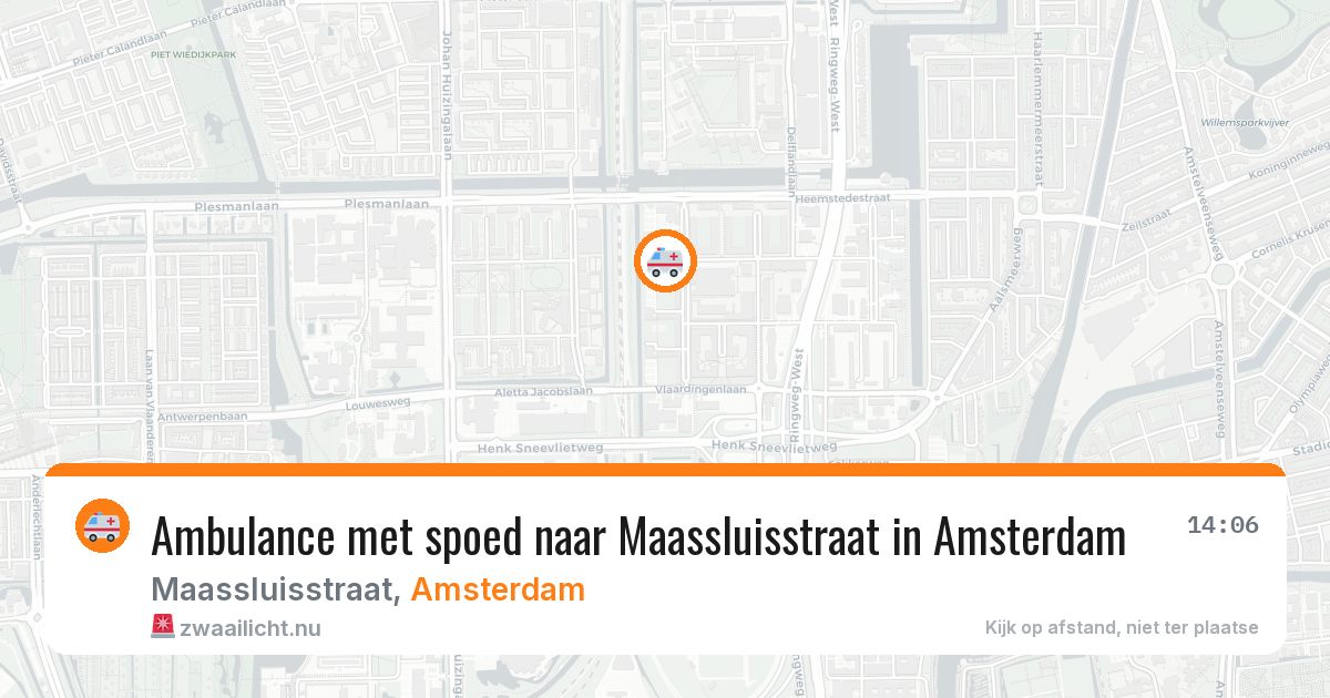 Ambulance met spoed naar Maassluisstraat in Amsterdam — 14 jul 2026